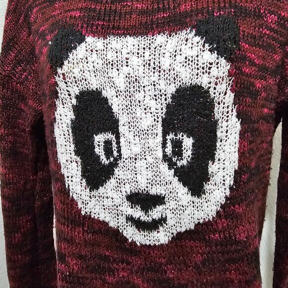 VTG 90s y2k Sweater Womens Medium Panda Bear Kawaii Anime Knit Girlhoodcore Twee - Picture 2 of 9